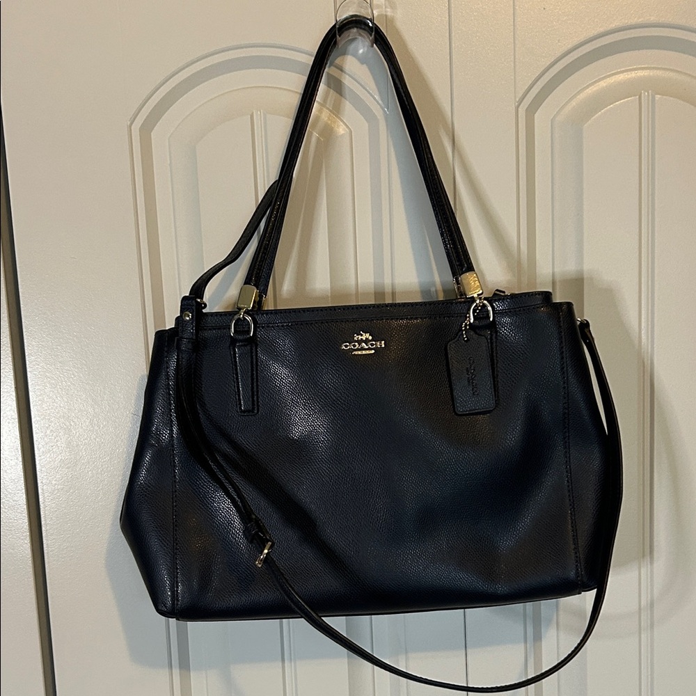 Coach Navy Blue Leather Shoulder Bag